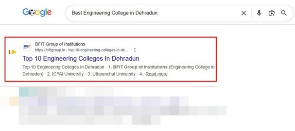 Search performance chart showing clicks and CTR growth for a college SEO campaign