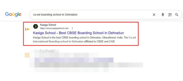 Google Search Console traffic growth chart for an education SEO campaign