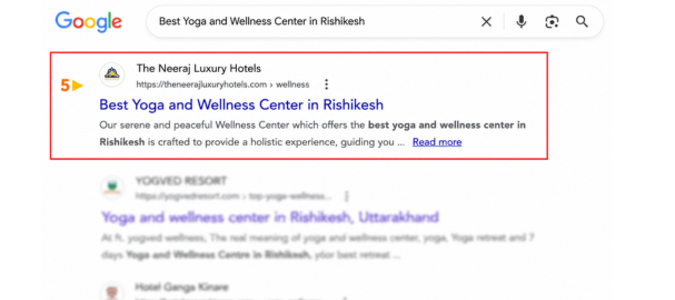 Google Search Console impression and ranking chart for a healthcare SEO campaign