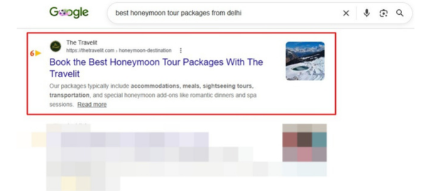 Google Search Console impression and ranking chart for a healthcare SEO campaign